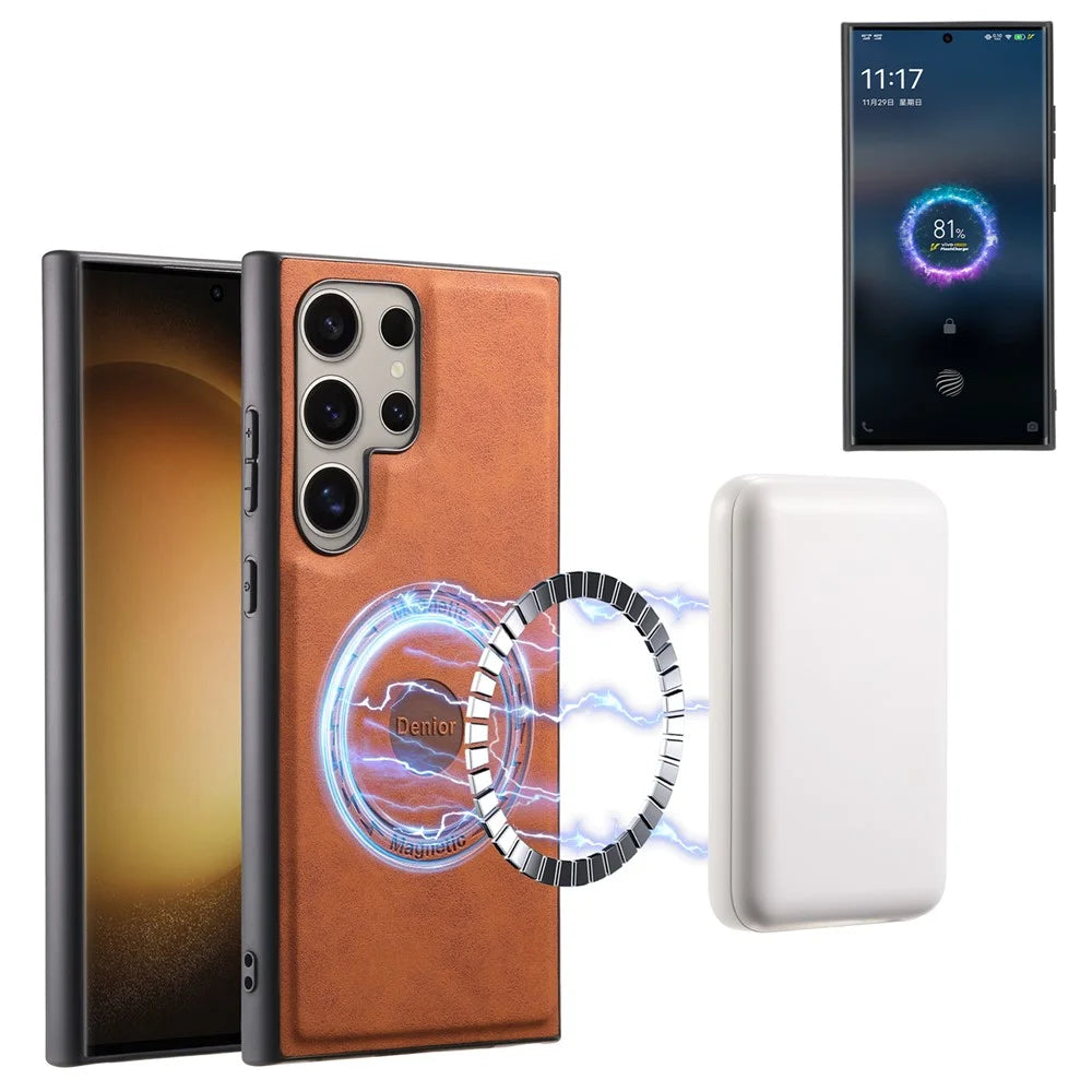 DENIOR D14 For Samsung Galaxy S24 Ultra Magnetic Case 2 in 1 Detachable Leather+PC+TPU Phone Cover - Brown - 5
