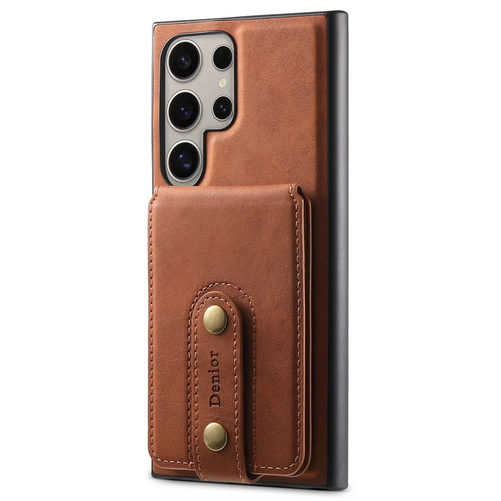 DENIOR D14 For Samsung Galaxy S24 Ultra Magnetic Case 2 in 1 Detachable Leather+PC+TPU Phone Cover - Brown - 6