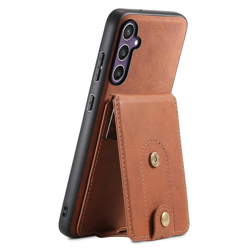 DENIOR D14 For Samsung Galaxy S24 Magnetic Case Card Slots Kickstand Phone Cover - Brown - 2