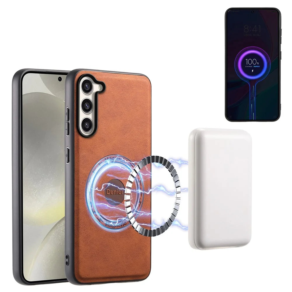 DENIOR D14 For Samsung Galaxy S23+ Kickstand Case Card Holder Phone Cover Magnetic Case - Brown - 5