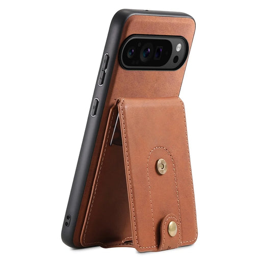 DENIOR D14 For Google Pixel 9 Pro / Pixel 9 Magnetic Case 2 in 1 Detachable Card Holder PC+TPU Phone Cover - Brown - 2
