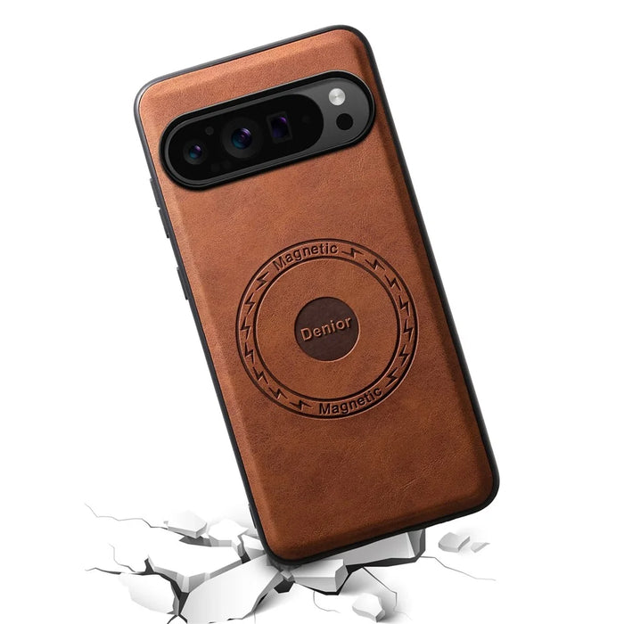 DENIOR D14 For Google Pixel 9 Pro / Pixel 9 Magnetic Case 2 in 1 Detachable Card Holder PC+TPU Phone Cover - Brown - 4