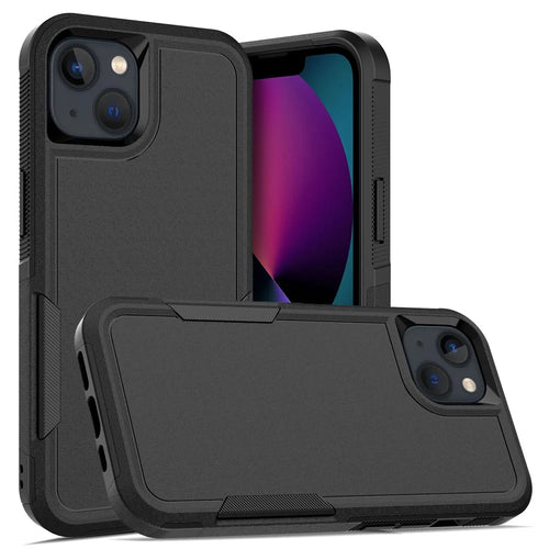 For iPhone 13 6.1 inch Anti-fingerprint Lightweight PC + Soft TPU Dual Layer Protection Case Anti-scratch Phone Cover - Black - 1