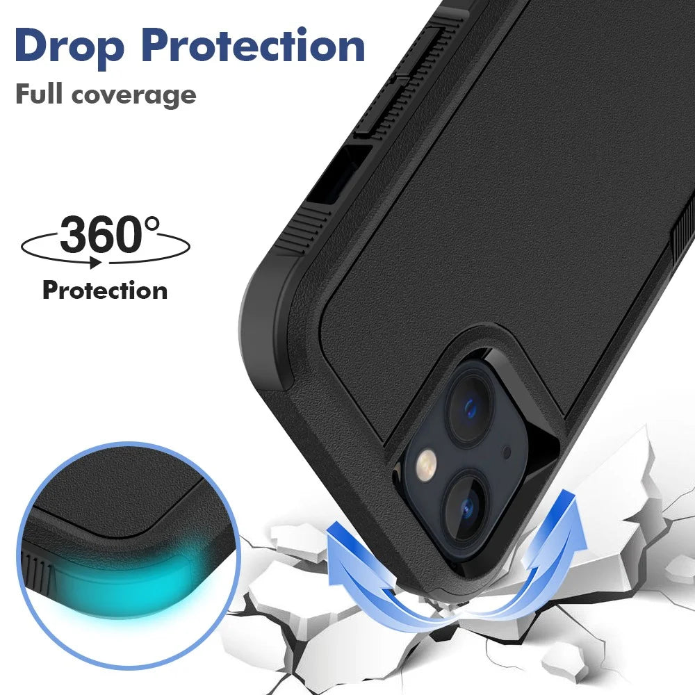 For iPhone 13 6.1 inch Anti-fingerprint Lightweight PC + Soft TPU Dual Layer Protection Case Anti-scratch Phone Cover - Black - 3