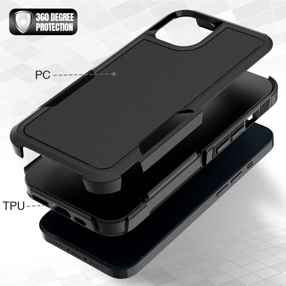 For iPhone 13 6.1 inch Anti-fingerprint Lightweight PC + Soft TPU Dual Layer Protection Case Anti-scratch Phone Cover - Black - 4