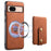 DENIOR D14 For Google Pixel 8a Kickstand Case Card Holder Phone Cover Magnetic Case - Brown - 1