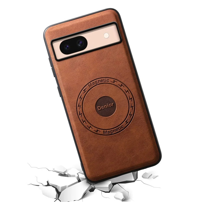 DENIOR D14 For Google Pixel 8a Kickstand Case Card Holder Phone Cover Magnetic Case - Brown - 4