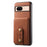 DENIOR D14 For Google Pixel 8a Kickstand Case Card Holder Phone Cover Magnetic Case - Brown - 6