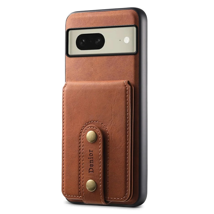 DENIOR D14 For Google Pixel 8 Case 2 in 1 Detachable PU+PC+TPU Magnetic Phone Cover - Brown - 6
