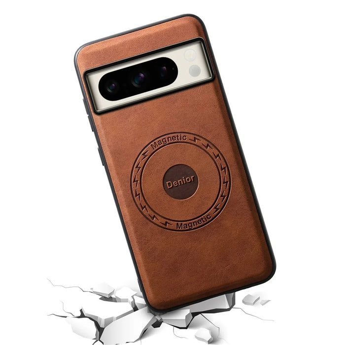 DENIOR D14 For Google Pixel 8 Pro Magnetic Case Card Bag Hybrid PC+TPU Phone Cover - Brown - 4