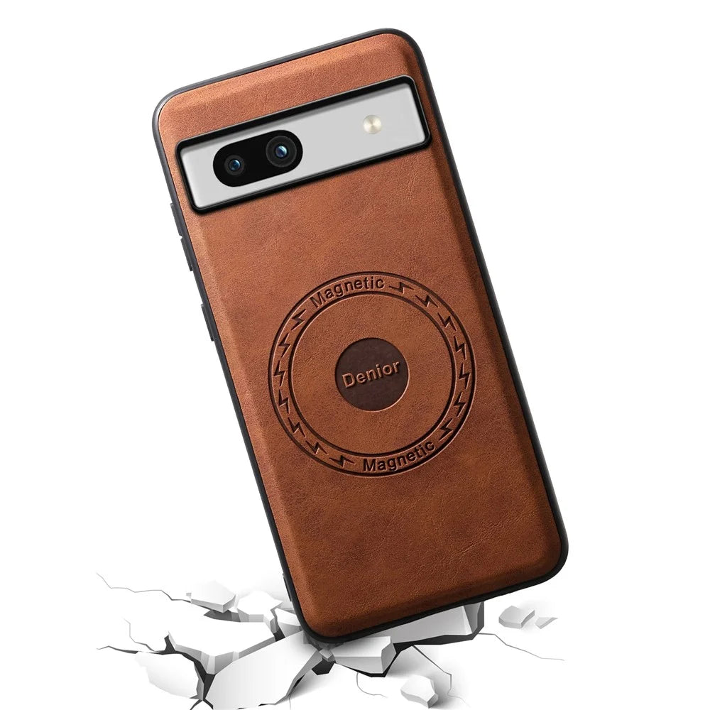 DENIOR D14 For Google Pixel 7a Magnetic Case 2 in 1 Detachable Card Bag PU+PC+TPU Phone Cover - Brown - 4