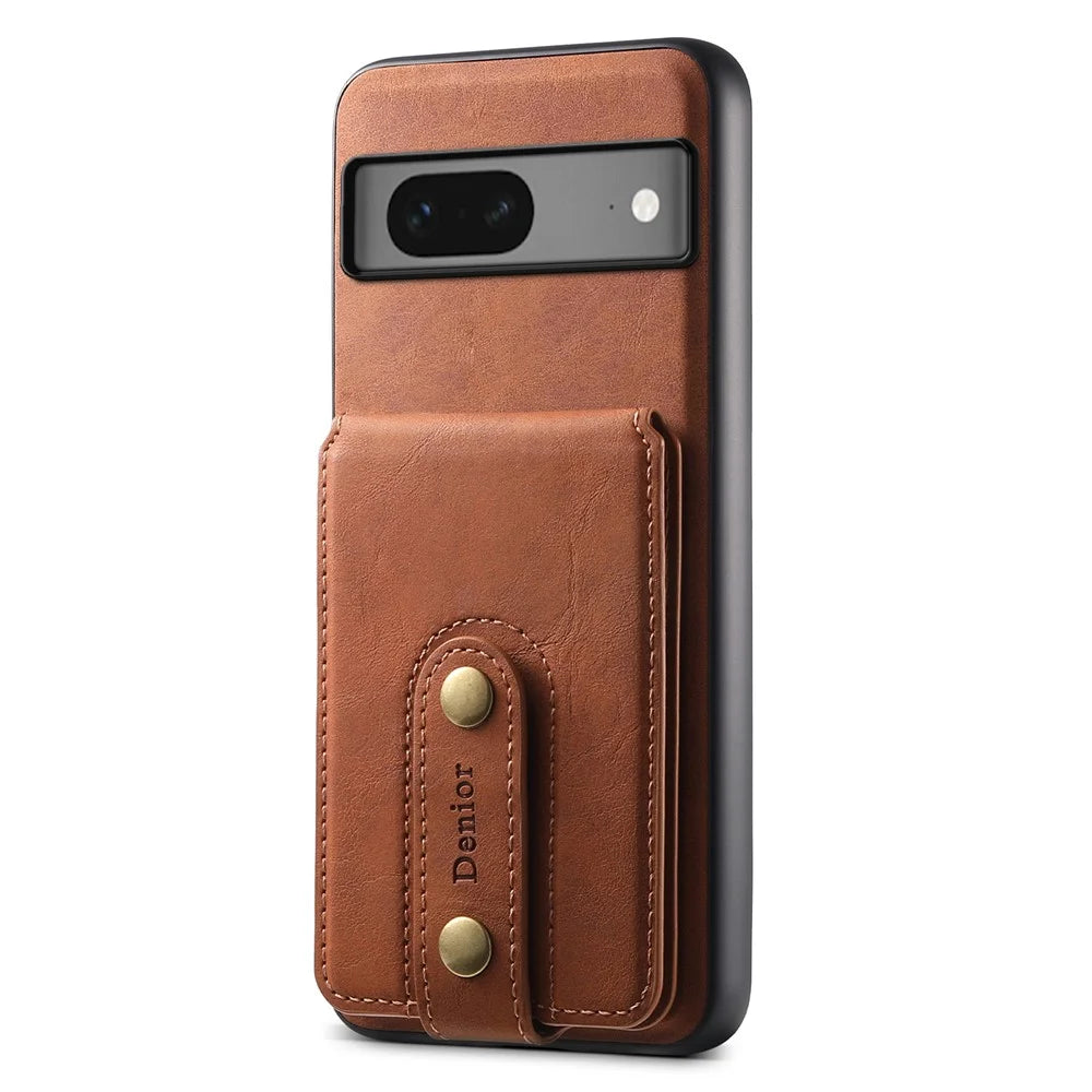 DENIOR D14 For Google Pixel 7 5G Magnetic Case 2 in 1 Detachable PU+PC+TPU Phone Cover - Brown - 6