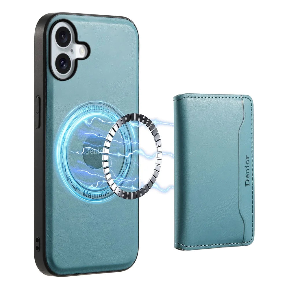 DENIOR D12 For iPhone 16 Plus Magnetic Case Hybrid TPU+PC Phone Cover - Blue - 1