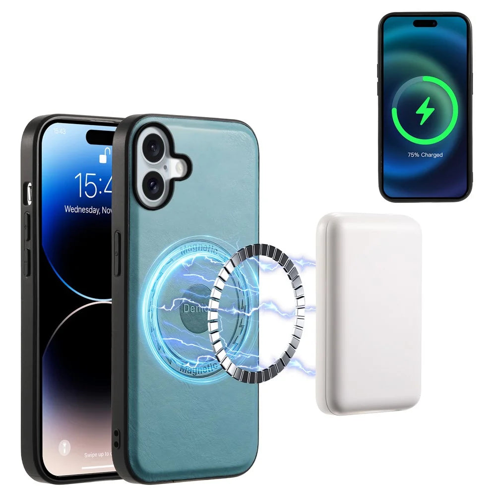 DENIOR D12 For iPhone 16 Plus Magnetic Case Hybrid TPU+PC Phone Cover - Blue - 5