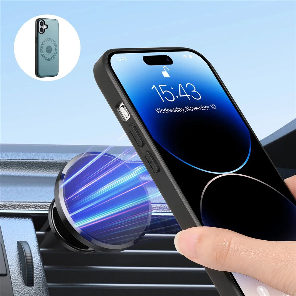 DENIOR D12 For iPhone 16 Plus Magnetic Case Hybrid TPU+PC Phone Cover - Blue - 6