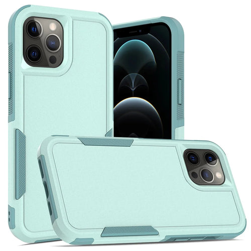 Phone Back Cover for iPhone 12 Pro Max 6.7 inch, Hard PC + Soft TPU Dual Layer Protection Case Anti-scratch Phone Shell - Mint Green - 1