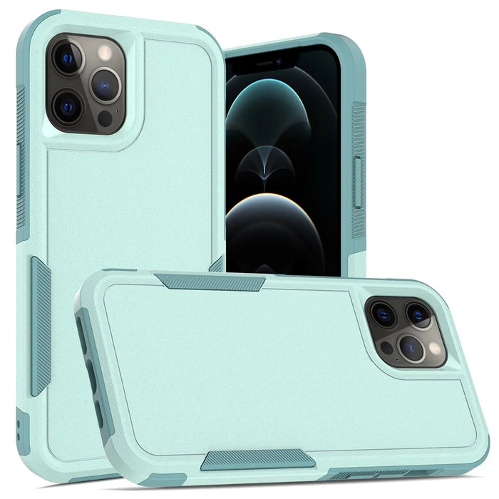 Phone Back Cover for iPhone 12 Pro Max 6.7 inch, Hard PC + Soft TPU Dual Layer Protection Case Anti-scratch Phone Shell - Mint Green - 1