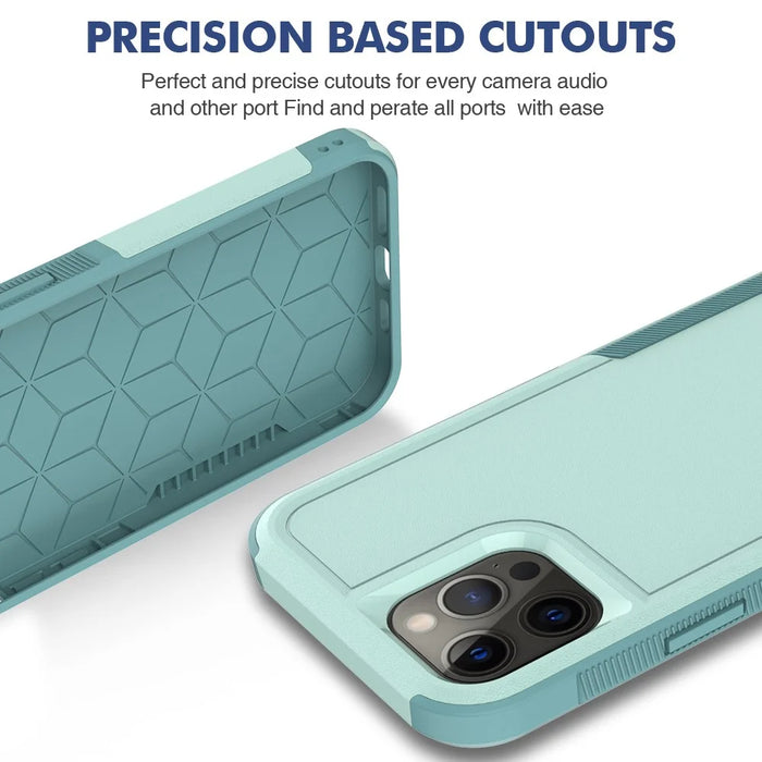 Phone Back Cover for iPhone 12 Pro Max 6.7 inch, Hard PC + Soft TPU Dual Layer Protection Case Anti-scratch Phone Shell - Mint Green - 2