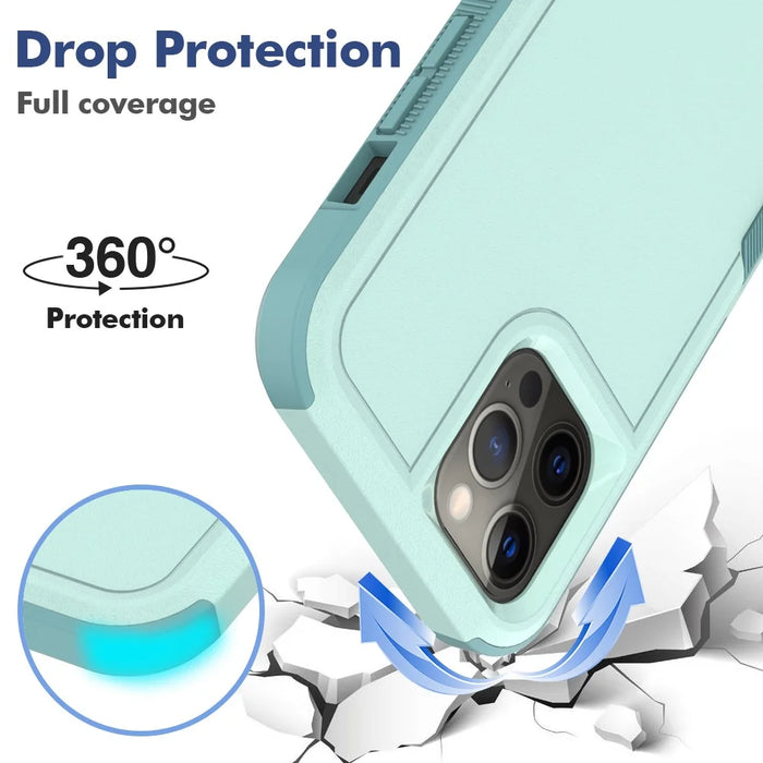 Phone Back Cover for iPhone 12 Pro Max 6.7 inch, Hard PC + Soft TPU Dual Layer Protection Case Anti-scratch Phone Shell - Mint Green - 3