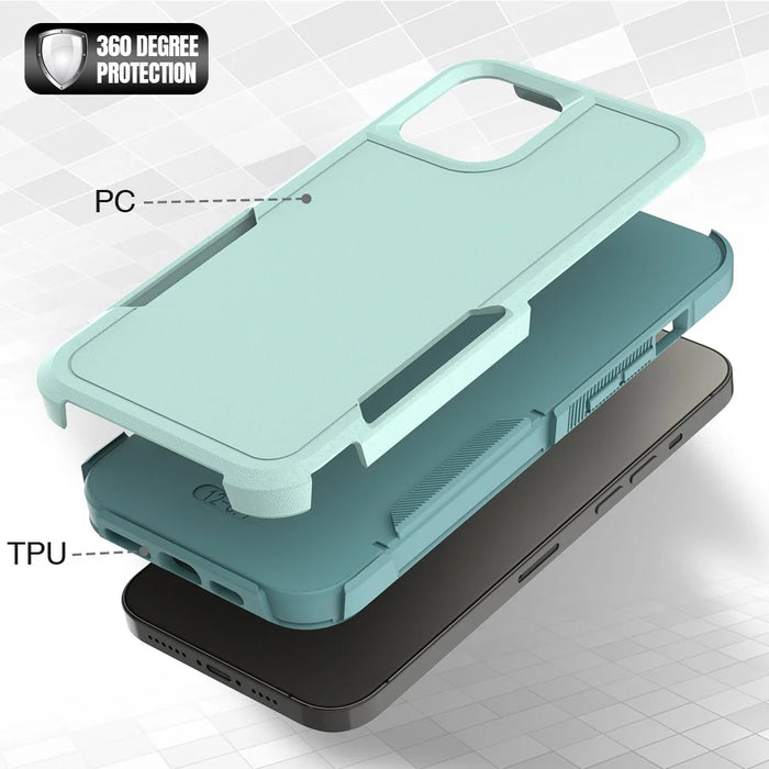 Phone Back Cover for iPhone 12 Pro Max 6.7 inch, Hard PC + Soft TPU Dual Layer Protection Case Anti-scratch Phone Shell - Mint Green - 4