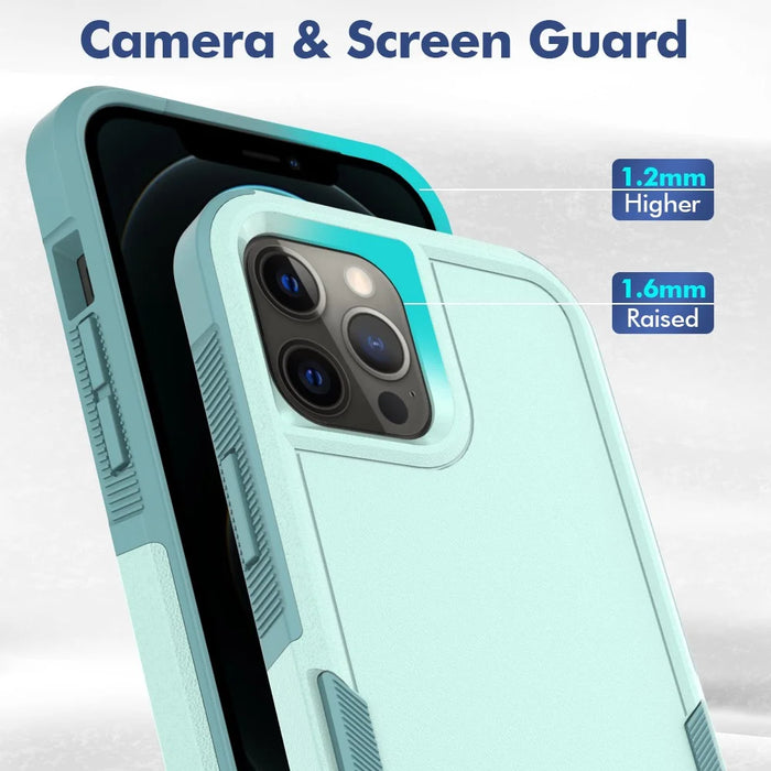 Phone Back Cover for iPhone 12 Pro Max 6.7 inch, Hard PC + Soft TPU Dual Layer Protection Case Anti-scratch Phone Shell - Mint Green - 5