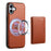 DENIOR D12 For iPhone 16 Case Compatible with Magsafe PU+TPU+PC Phone Cover - Brown - 1