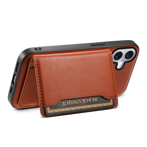DENIOR D12 For iPhone 16 Case Compatible with Magsafe PU+TPU+PC Phone Cover - Brown - 2