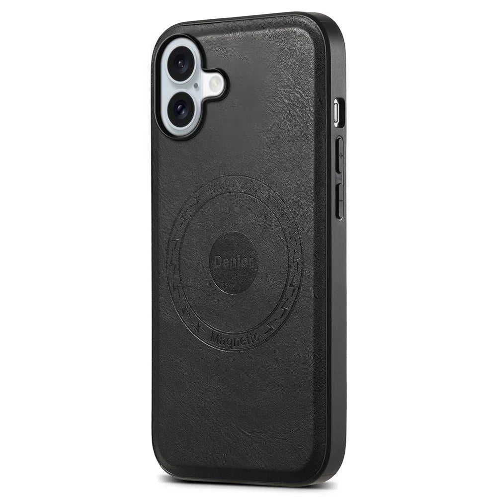 DENIOR A10 for iPhone 16 Plus Case Leather TPU PC Hybrid Phone Cover Compatible with MagSafe - Black - 1