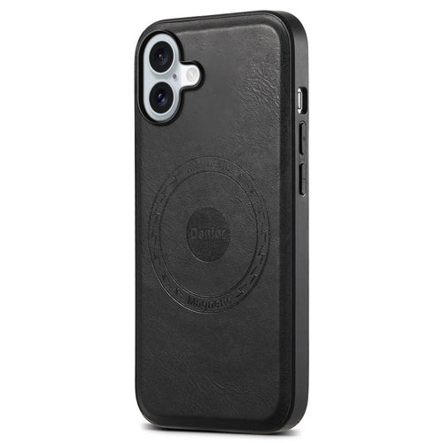 DENIOR A10 for iPhone 16 Plus Case Leather TPU PC Hybrid Phone Cover Compatible with MagSafe - Black - 1