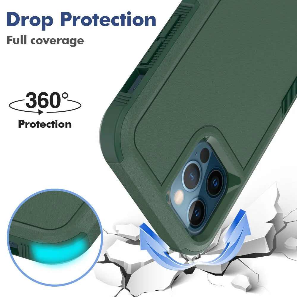 For iPhone 12 Pro / 12 6.1 inch Anti-scratch Phone Case Hard PC + Soft TPU Raised Bezel Protection Phone Cover - Dark Green - 3