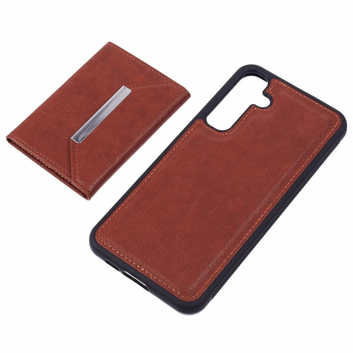 For Samsung Galaxy A14 5G / A14 4G Kickstand Case PU+TPU Phone Cover Card Holder - Brown - 7