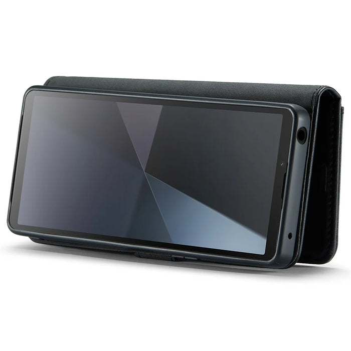 DG.MING for Sony Xperia 10 VI Case Removable 2 in 1 Split Leather Flip Phone Cover - Black - 3