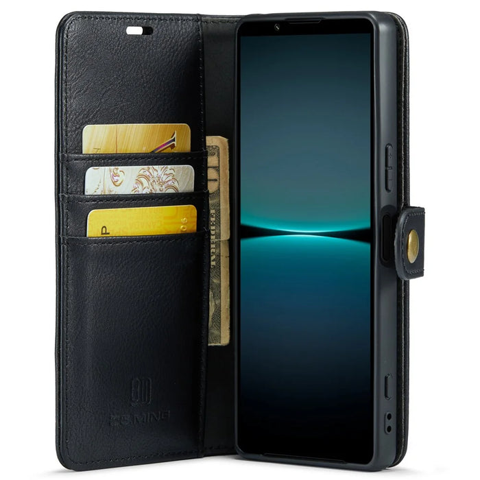 DG.MING for Sony Xperia 1 VI Case Detachable Split Leather Phone Cover - Black - 2