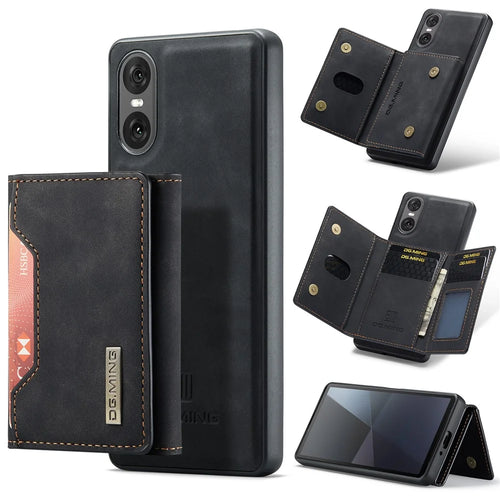 DG.MING M2 Series for Sony Xperia 10 VI Case Detachable Wallet PU+PC+TPU Phone Cover - Black - 1