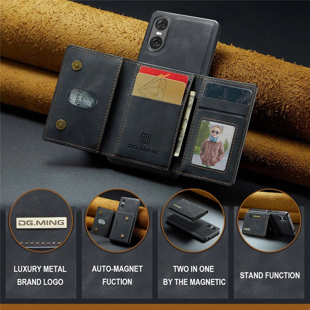 DG.MING M2 Series for Sony Xperia 10 VI Case Detachable Wallet PU+PC+TPU Phone Cover - Black - 4