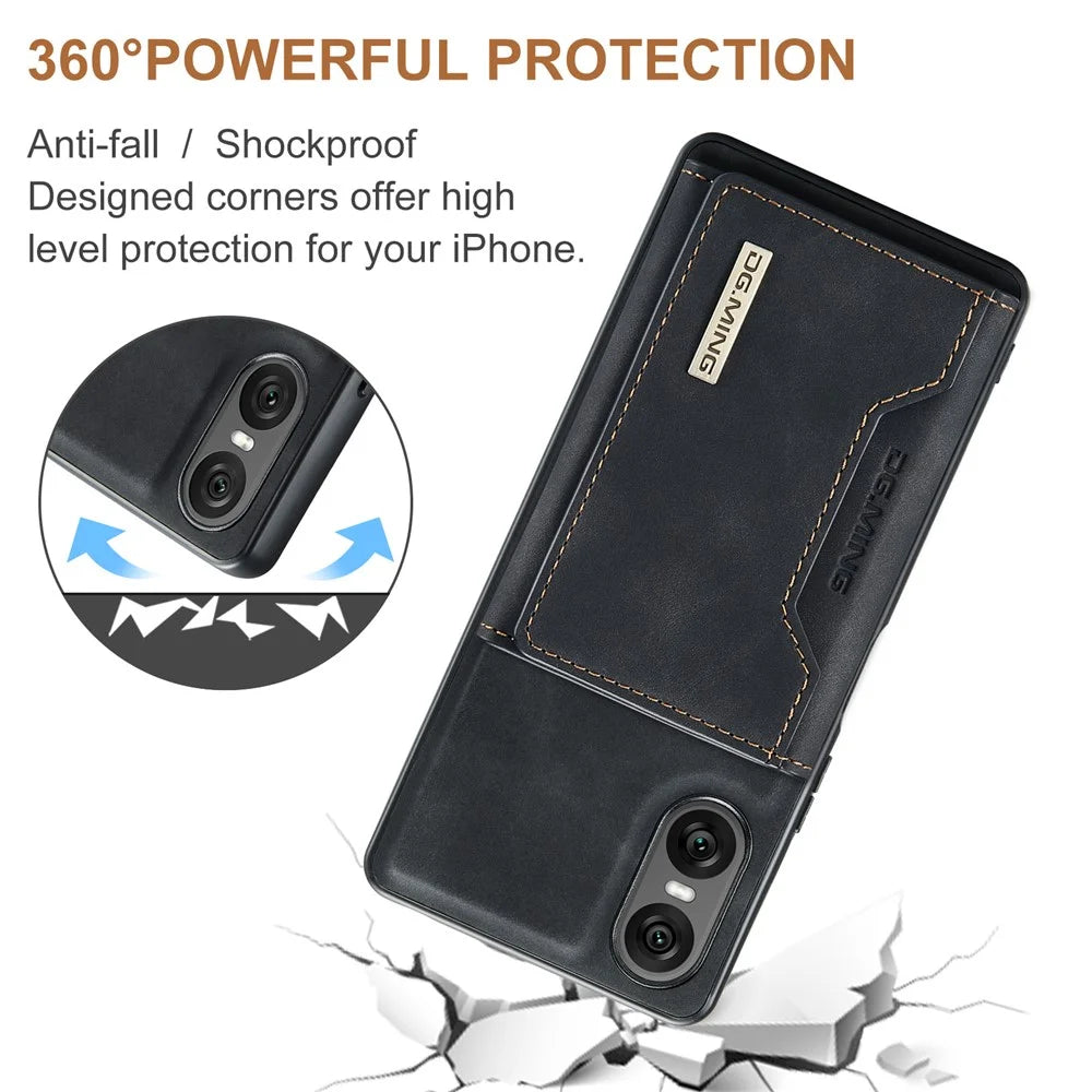 DG.MING M2 Series for Sony Xperia 10 VI Case Detachable Wallet PU+PC+TPU Phone Cover - Black - 7