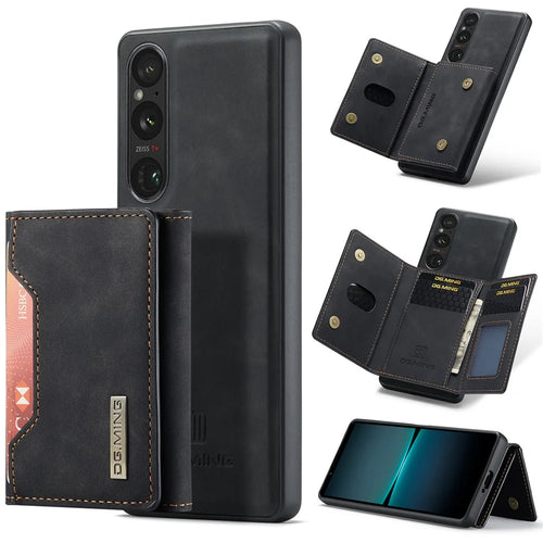 DG.MING M2 Series for Sony Xperia 1 VI Case PU+PC+TPU Phone Cover Detachable Wallet - Black - 1
