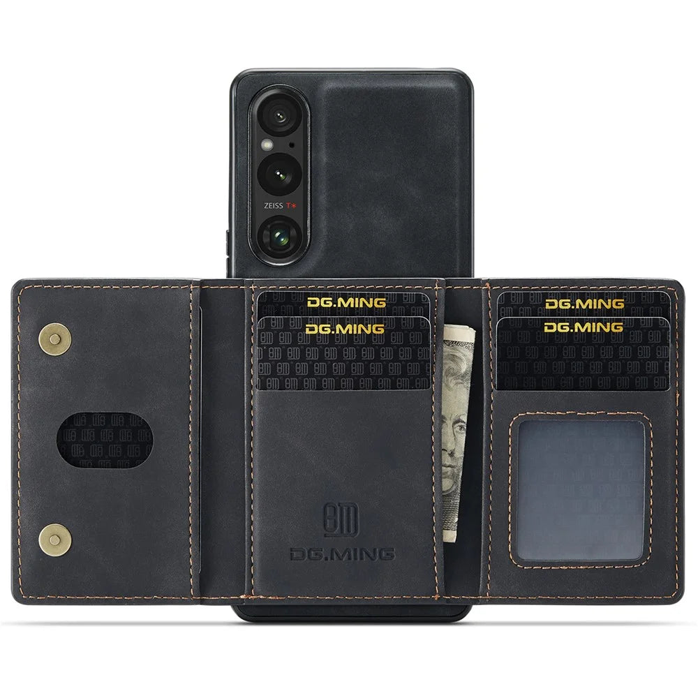 DG.MING M2 Series for Sony Xperia 1 VI Case PU+PC+TPU Phone Cover Detachable Wallet - Black - 2