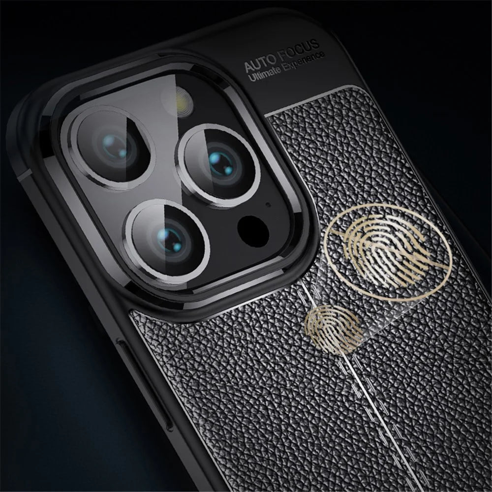 For iPhone 16 Pro Max Case Litchi Texture Anti-Drop TPU Phone Cover - Black - 3
