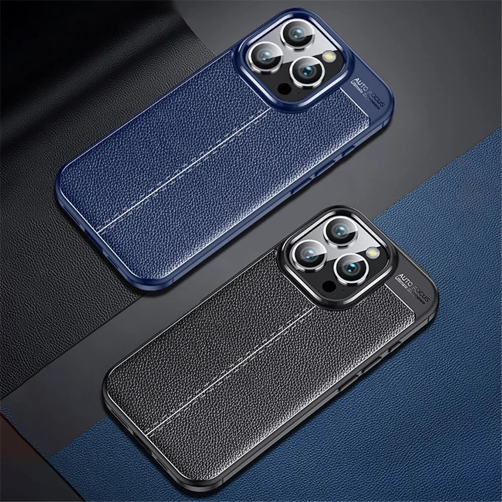 For iPhone 16 Pro Max Case Litchi Texture Anti-Drop TPU Phone Cover - Black - 6