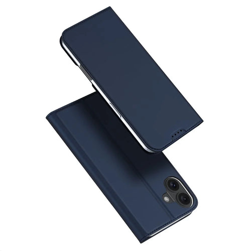 DUX DUCIS Skin Pro Series For iPhone 16 Plus Case Card Slot Stand Leather Phone Cover - Blue - 1