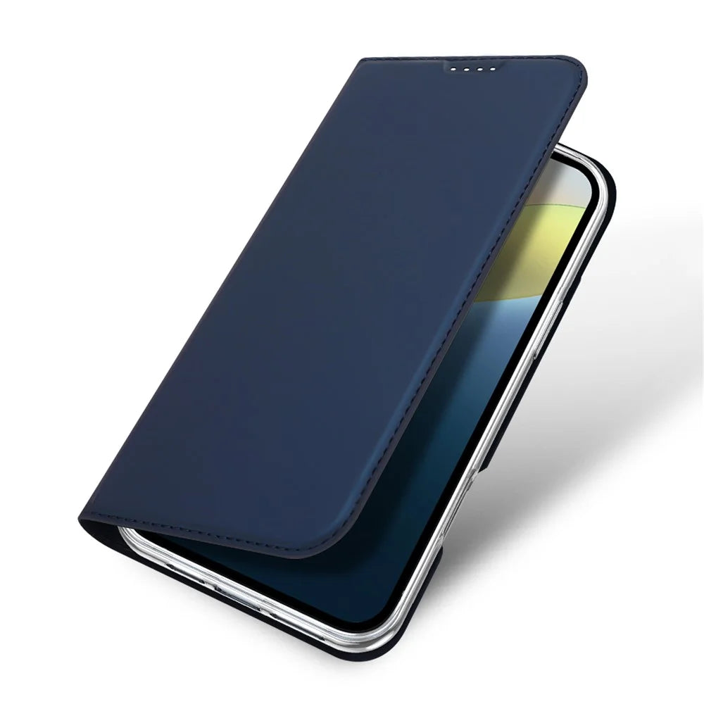 DUX DUCIS Skin Pro Series For iPhone 16 Plus Case Card Slot Stand Leather Phone Cover - Blue - 5