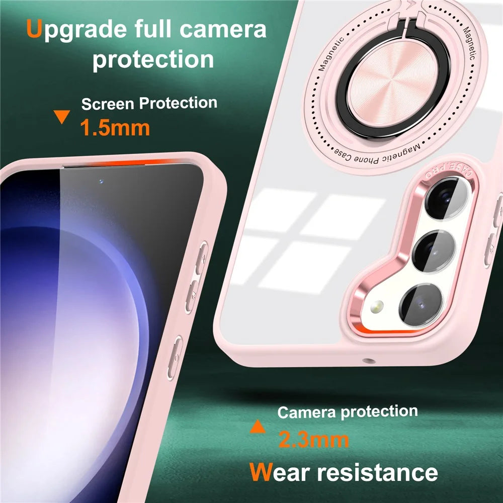For Samsung Galaxy S23+ Case PC+TPU Kickstand Phone Cover Magnetic Case - Pink - 2
