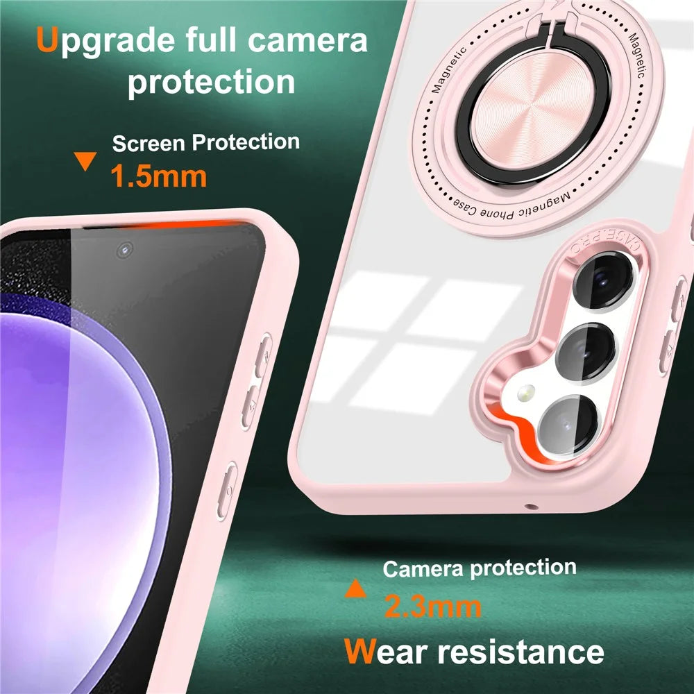 For Samsung Galaxy S25+ / S24+ Magnetic Case Rotary Kickstand PC+TPU Phone Cover - Pink - 2