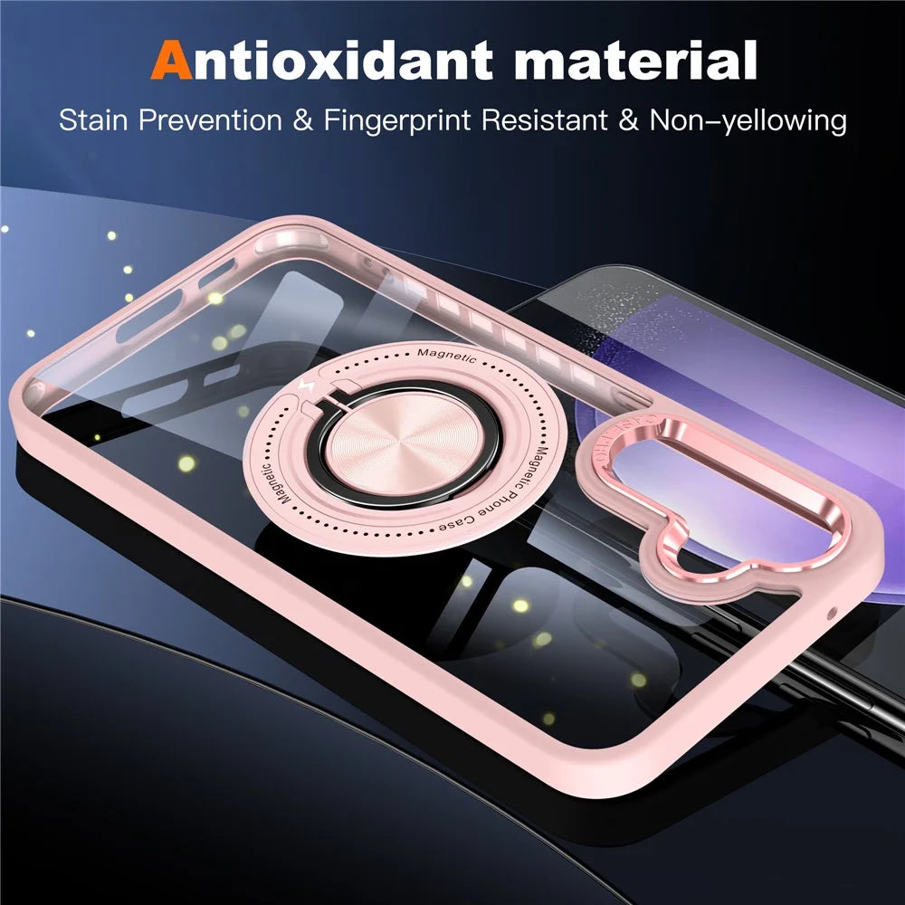 For Samsung Galaxy S25+ / S24+ Magnetic Case Rotary Kickstand PC+TPU Phone Cover - Pink - 7