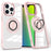 For iPhone 13 Pro Max Case Magnetic Ring Kickstand PC+TPU Clear Phone Cover -  Pink - 1