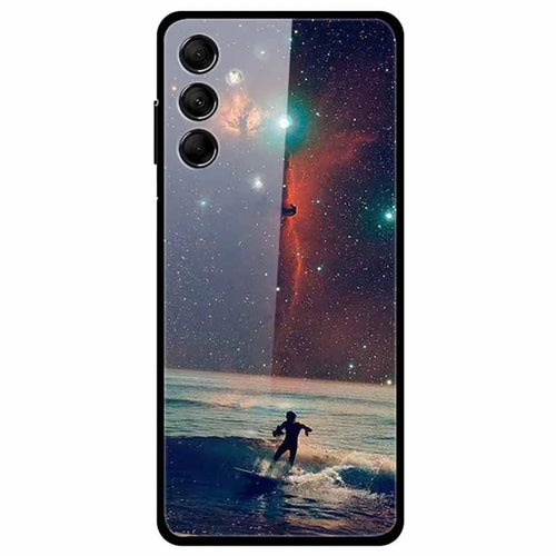 For Samsung Galaxy M14 5G Case Anti-Scratch Tempered Glass Pattern Phone Cover - Starry Surfing - 1