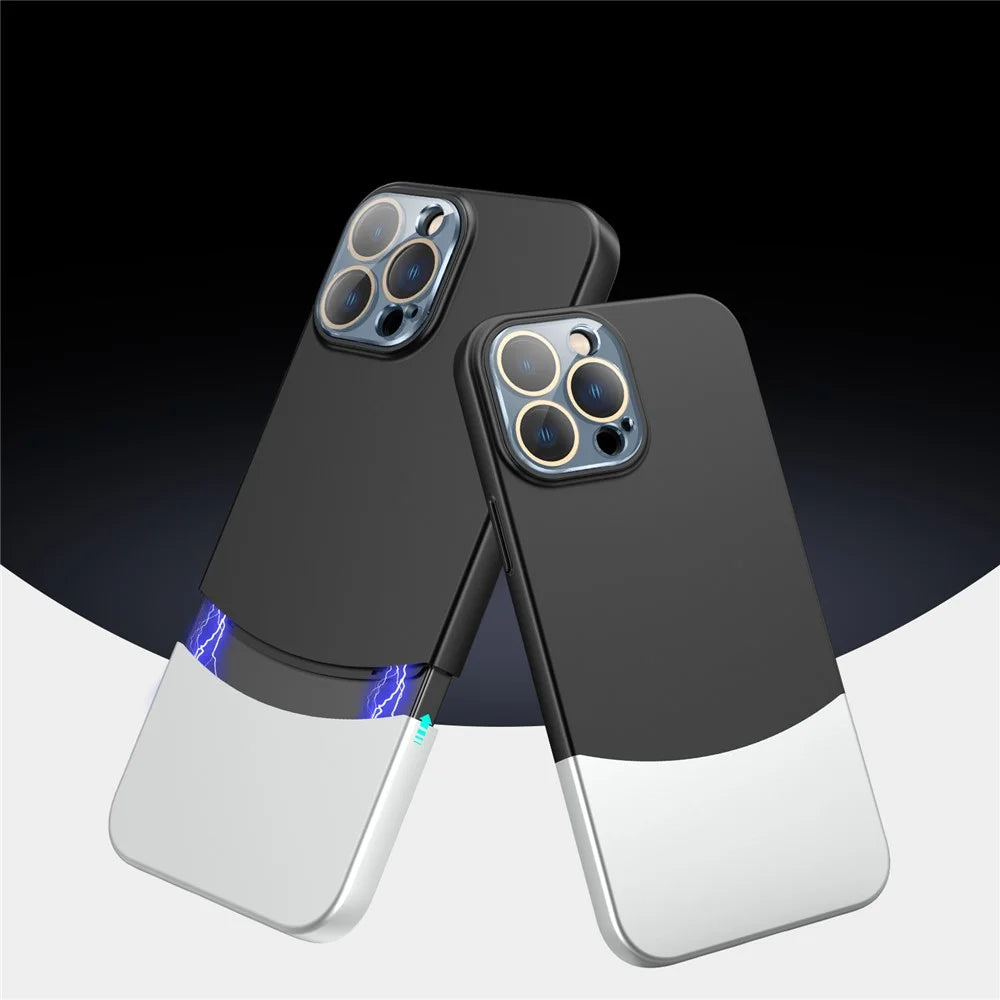 For iPhone 13 Pro Phone Case Detachable 2-In-1 PC Phone Cover with Glass Lens Film - Black - 2