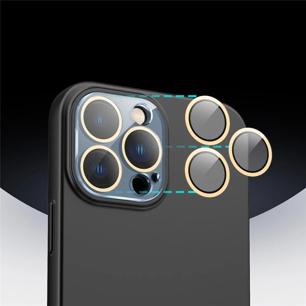 For iPhone 14 Pro Phone Case Splicing Colors Detachable 2-In-1 PC Phone Cover with Glass Lens Film - Black - 3