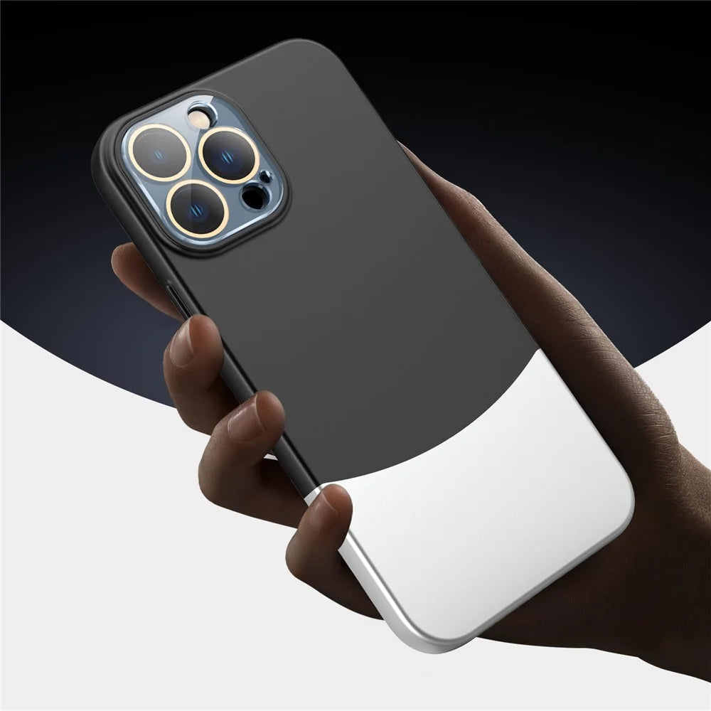 Splicing Colors Phone Shell for iPhone 15 Pro Max Cases Detachable 2-In-1 PC Phone Cover with Glass Lens Film - Black - 5